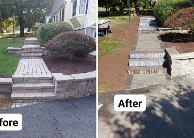 Stone Walkway, Steps, Retaining Wall Restoration Project in East Longmeadow, MA