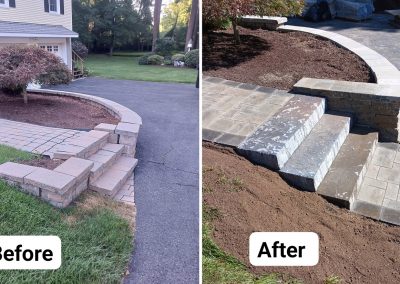 Stone Walkway, Steps, Retaining Wall Restoration Project in East Longmeadow, MA