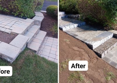 Stone Walkway, Steps, Retaining Wall Restoration Project in East Longmeadow, MA